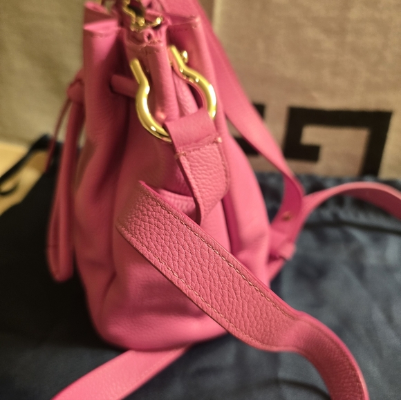 Cole Haan Pink Leather Drawstring Bucket Bag - Picture 3 of 9